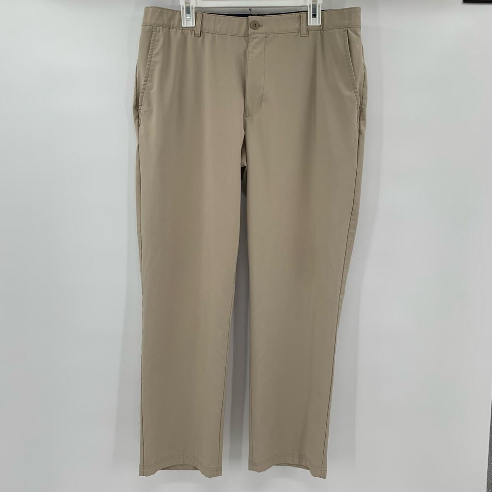 IZOD Golf Mens 38x32 Pants Khaki Beige Logo Lightweight Comfy Stretch Straight